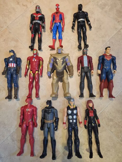 9 Marvel & 3 Dc 12 Inch Action Figure Bundle, Including Thanos & Superman