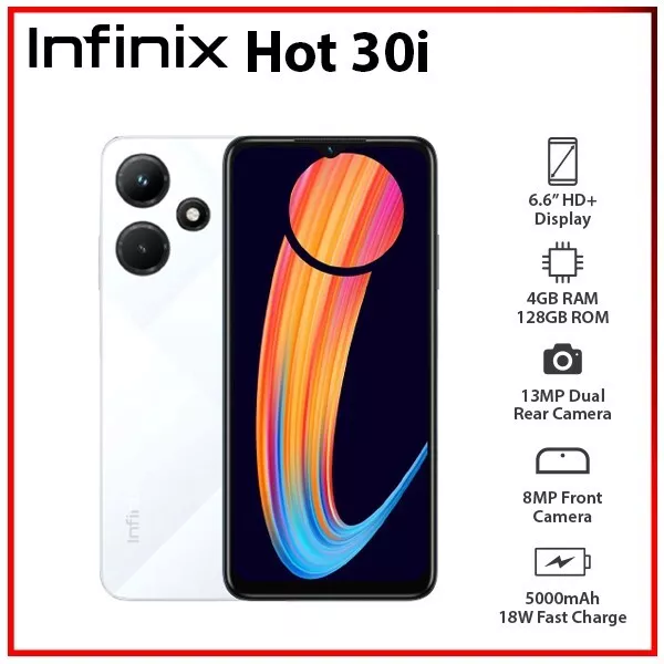 (Nuevo&Desbloqueado) Teléfono Móvil Android Infinix Hot 30i 4GB+128GB BLANCO Doble SIM