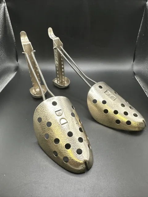 Vintage Pair Ladies Shoe Tree Stretcher A&J ECKO Hammered Metal Adjustable Form