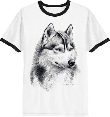 Wolf Drawing Mens Ringer T-Shirt