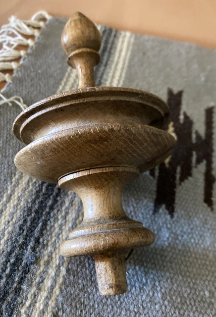 Antique wood post finial cap Vintage wooden salvaged topper 6”
