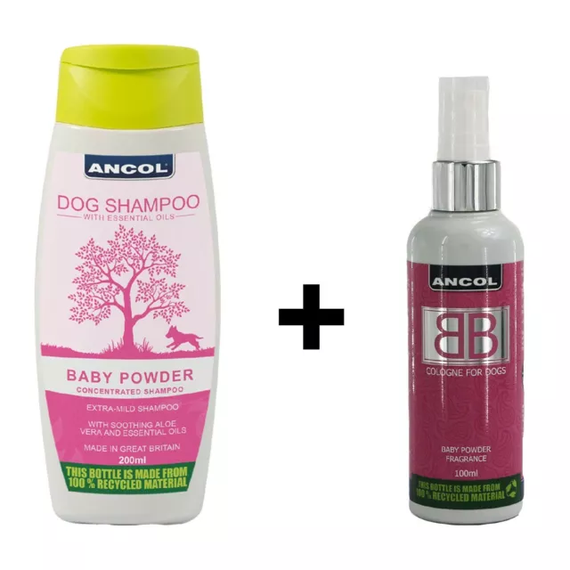 Ancol Baby Powder Dog Shampoo & Ancol Cologne Baby Powder Perfume Spray