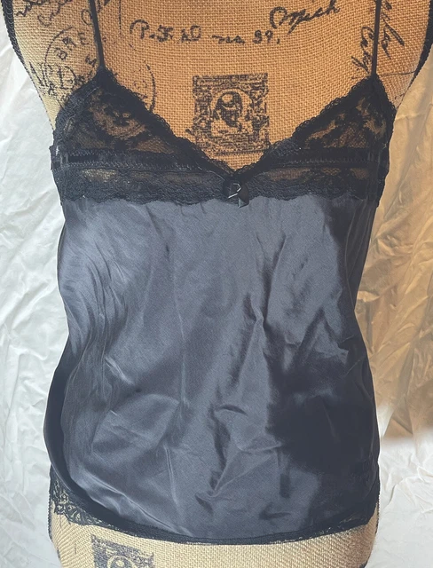 Christian Dior Vintage Cami Lace Trim Women sz Med Black Intimates New w/o Tags