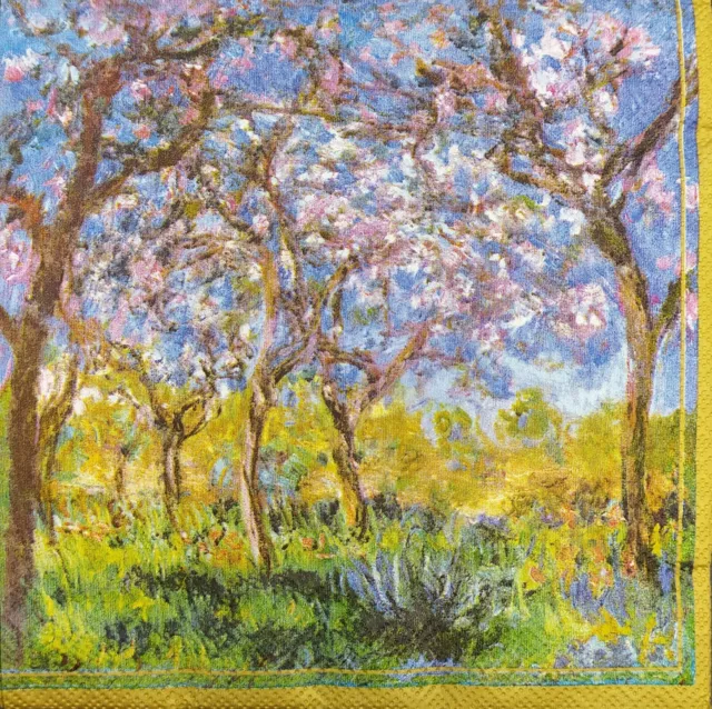 N763# 3x Single Paper Napkins For Decoupage Monet Painting Printerms a Giverny