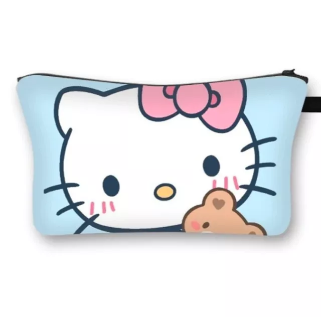 Cute Hello Kitty Big Capacity Pencil Case Polyester Cosmetic Makeup Bag Toiletry