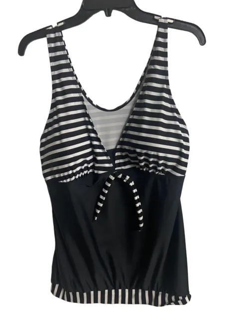 Unbranded Nylon Black White Tankini Top Womens XXL Built in Bra Swim Suit Top