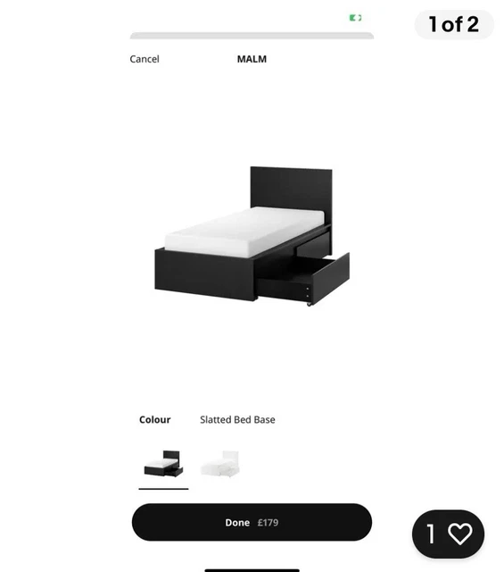 IKEA BLACK MALM single bed with two drawers and slatted base £55.00 ...
