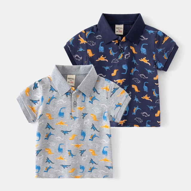 Kids Toddler Shirt Cartoon Dinosaur Prints Short Sleeve Button Shacket Boys