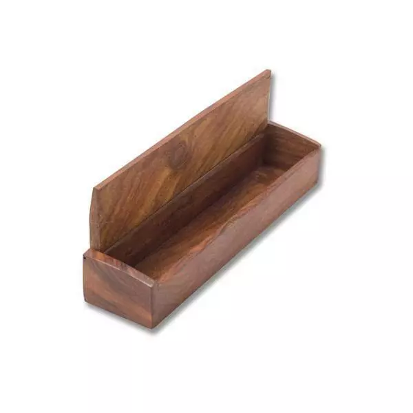 Caja lapicero de madera roja con incrustaciones de cobre 2