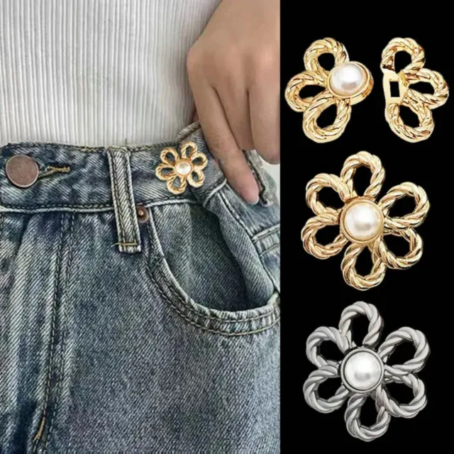 Daisy Button Pins for Jeans Adjustable Jean Buttons Pins Pant Waist Tightener Detachable Buttons for Jeans to Make Smaller Daisy Jean Buttons for
