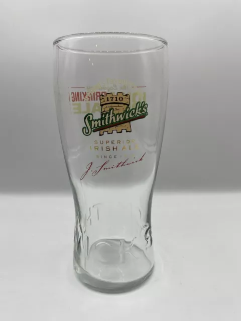 Smithwick's Premium Irish Ale Since 1710 Embossed Bottom Beer Glass 7"