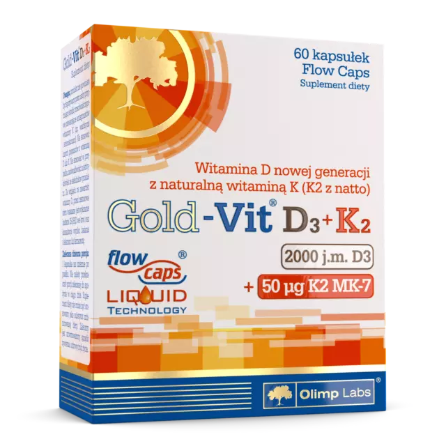 Olimp Gold Vit D3 + K2 2000IU Bones Teeth Support 60 caps-BEST BEFORE 22/03/2024