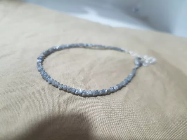 Grey Diamonds rough beads 925 sterling silver Necklace / Bracelet jewelry Gift