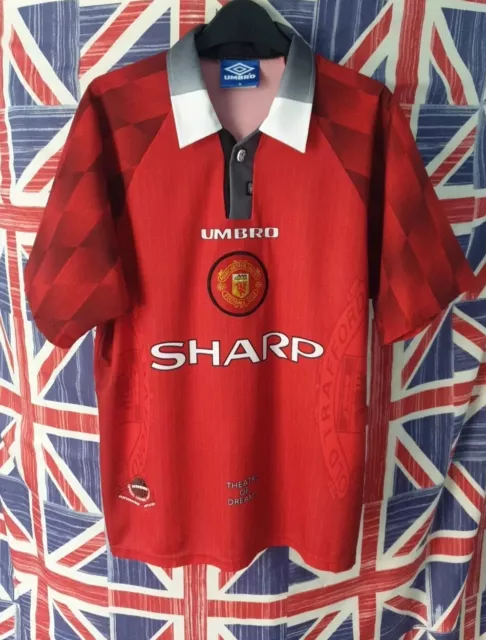 Original Vtg Manchester United Umbro Home Shirt 1996-98 Mens Size Medium Sharp