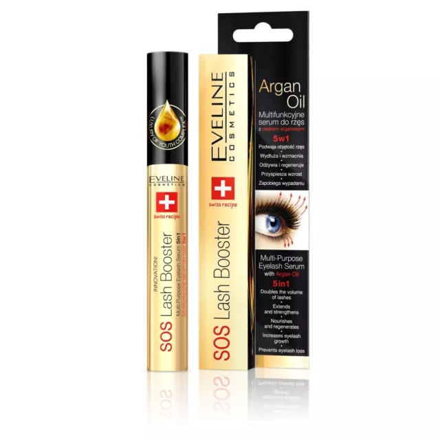 Eveline SOS Wimpernserum 5 in 1 mit Arganöl Wimpern Serum Lash Booster 10ml