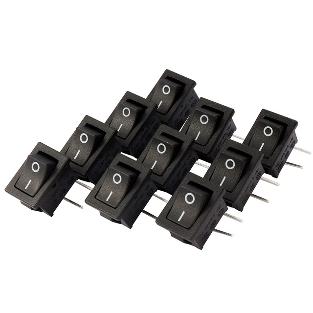 10pz AC 125V/12A 250V/10A SPST 2P I/O angolo destro interruttore a bilanciere
