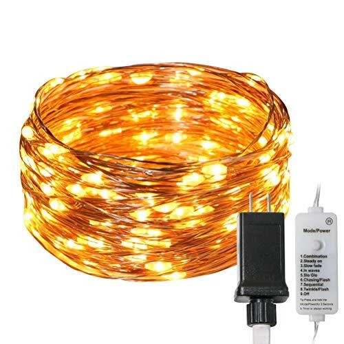 Fairy Lights, 32Ft 100 LEDs Waterproof Copper Wire Lights String Lights Plug ...
