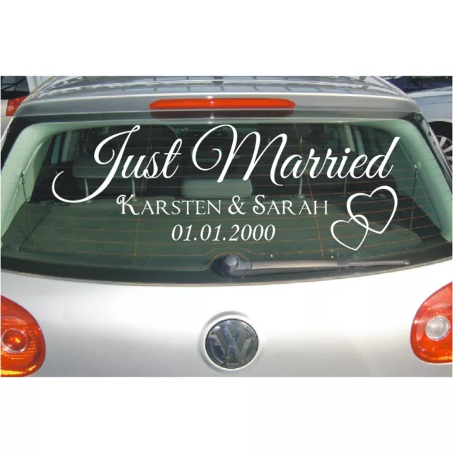 Aufkleber Just Married Hochzeit Mr und Mrs Datum Name Autoaufkleber Sticker