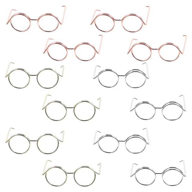 12 Pcs Mini Doll Sunglasses Crafts Gold Eyeglasses Costume Toy Bulk