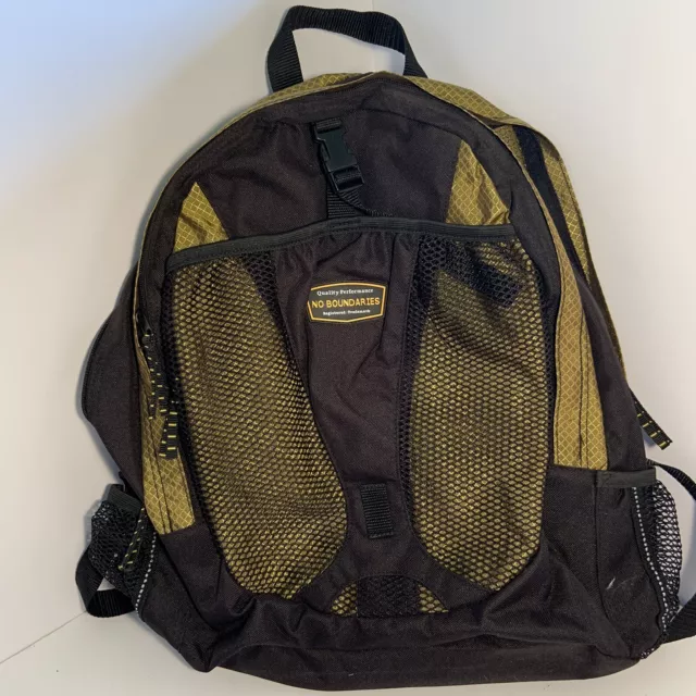 No Boundries  Black/Yellow Full Size 15" Fashion Backpack, Student School Bag