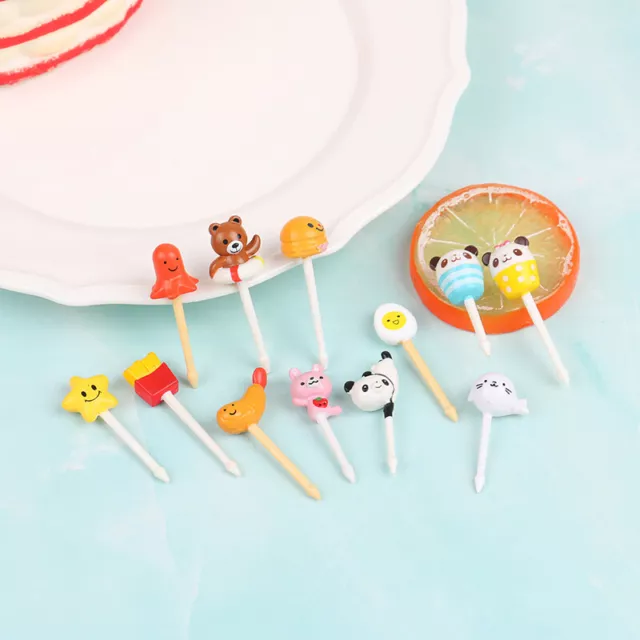 10Pcs Fruit Fork Christmas Halloween Lunch Bento Box Pick Fruit Cake Toothpic  q