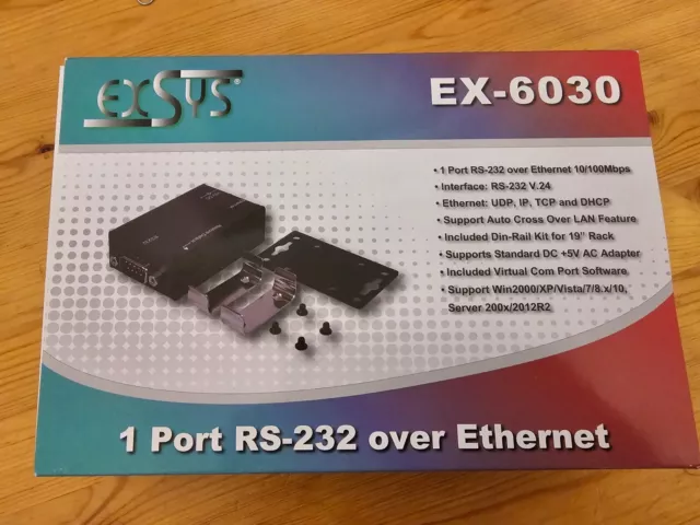 EXSYS EX-6030 Ethernet zu 1x RS-232 Metall Kabel