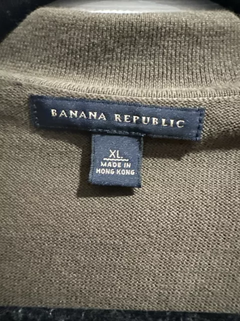 BANANA REPUBLIC MEN'S Short Sleeve Olive Green Collared Sweater - Size ...