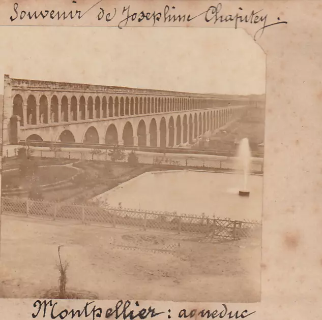 VUE CARD STEREO CARTON MONTPELLIER  AQUEDUC Ca 1880 8,5 x 17,5 cm STEREOSCOPIQUE