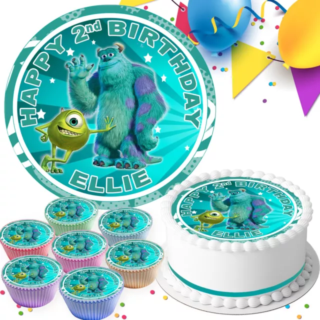 Monsters Inc Birthday Personalised Edible Cake Topper & Cupcake Toppers P757