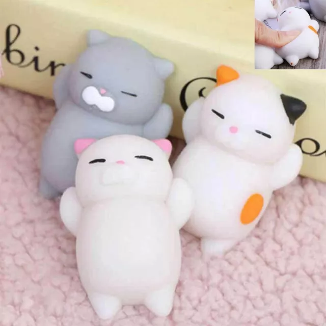 3Pcs Mochi Animals Squishy Cute Cat Squeeze Healing Fun Kids Kawaii Toys Gift