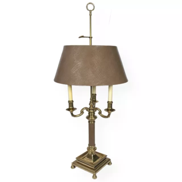 Frederick Cooper Brass Table Lamp French Bouillotte Shade Desk Library Vintage