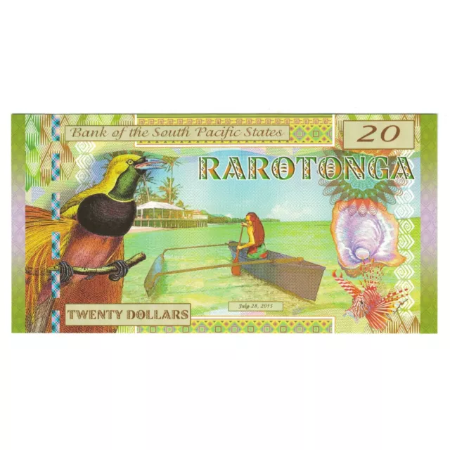 [#243575] Billete, 20 Dollars, 2015, Estados Unidos, 2015-07-28, RAROTONGA PACIF