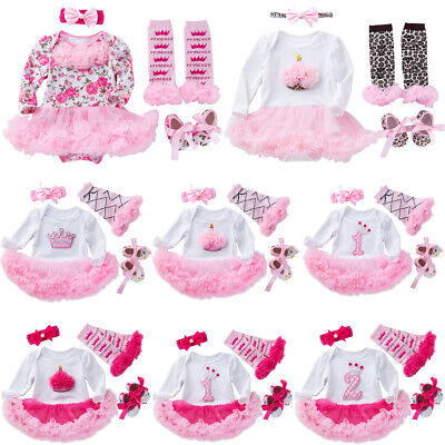 Newborn Infant Baby Girls Birthday Romper Tutu Dress Outfits Party Costume Sets