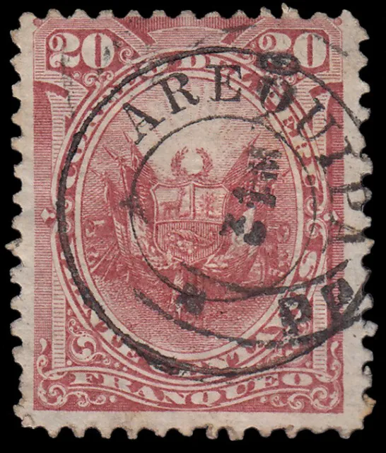 Pérou Arequipa 18 1884 Timbres De 1874-84 Avec Surcharge À Rouge Ou Noir MH