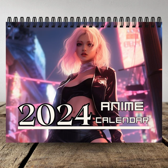 ANIME GIRLS 2024 Calendar 12 Month Calendar Spiral Bound Wall