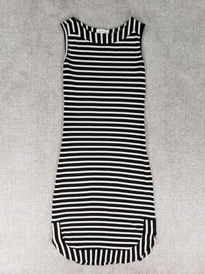 Monteau Los Angeles Women's Dress Size M Black White Stripe Cotton Blend