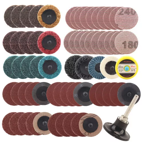 66Pcs 2" 50mm Type R Roll Lock Quick Change Discs Die Grinder Sanding Pads Set