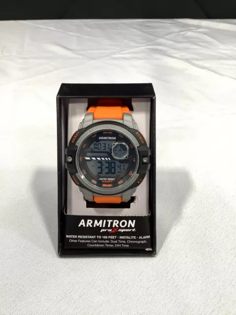 ARMITRON PRO SPORT Mens 40 8462 Orange Band Digital Chronograph