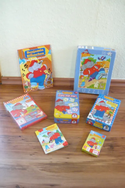 kleines Benjamin Blümchen Konvolut~DVD/Kartenspiel/Spiele/Puzzle/Buch~teilw. neu