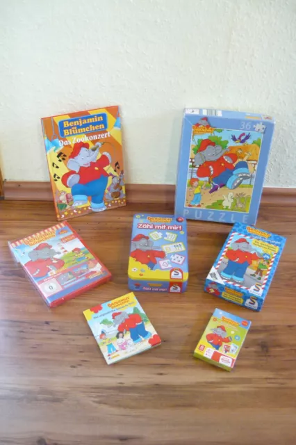 kleines Benjamin Blümchen Konvolut~DVD/Kartenspiel/Spiele/Puzzle/Buch~teilw. neu