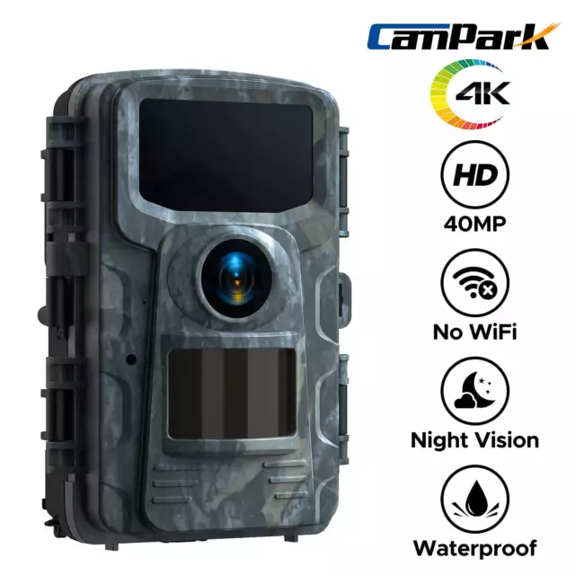 Campark Wildlife Trail Camera 4K 40MP Hunting Game  0.1s IP66 Night Vision UK