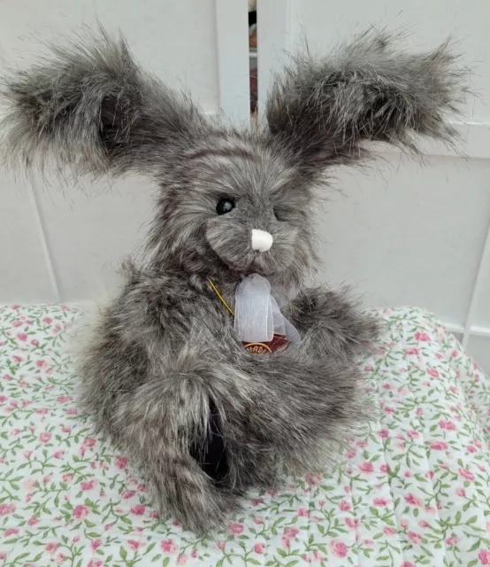New Tagged Rare Retired DUSK Charlie Bear Soft Plush Grey Bunny Rabbit / 31cm 3
