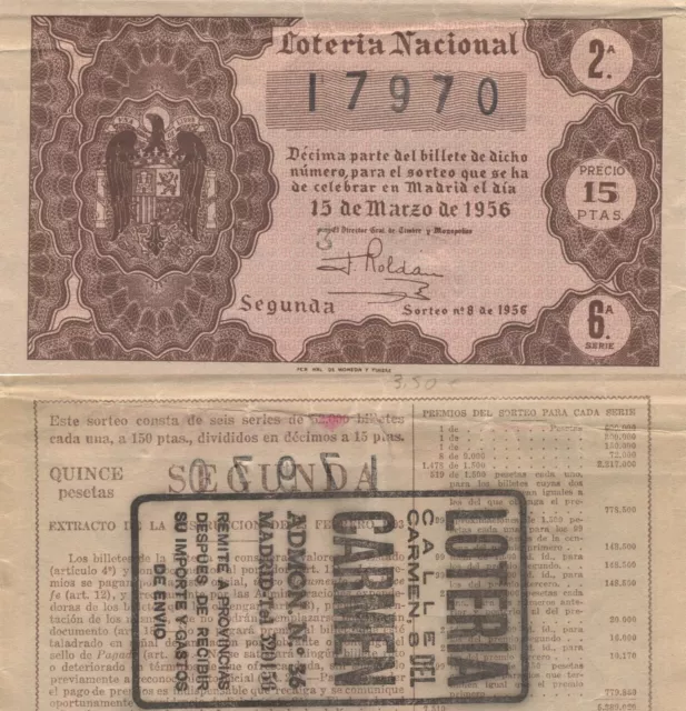 Lotteria nazionale. Estrazione numero 8 del 1956. Numero 17970.