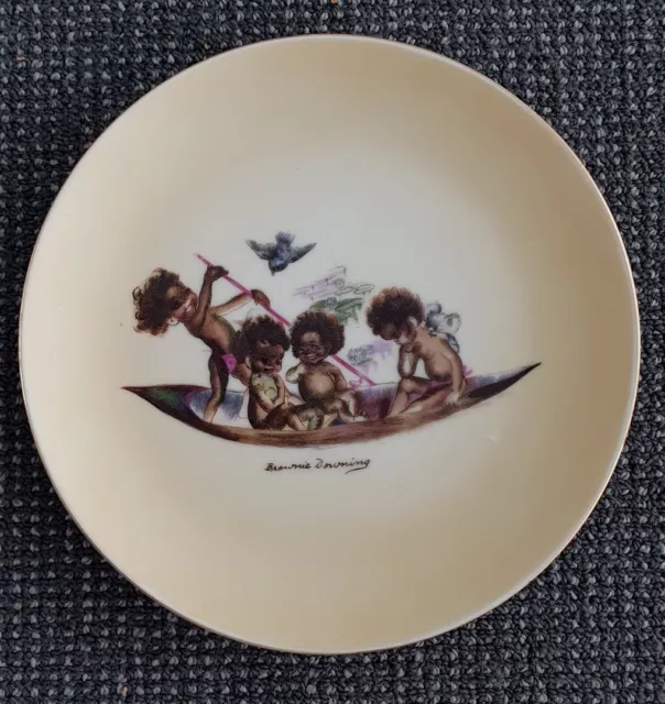 🔶️Brownie Downing Plate Australian Aboriginal Child Boat #6 Art Pottery