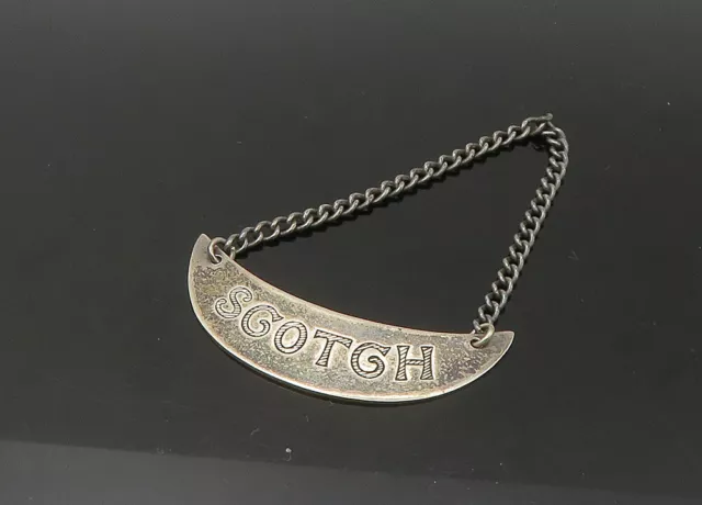 925 Sterling Silver - Vintage Oxidized Scotch Bottle Label Tag  - TR3094