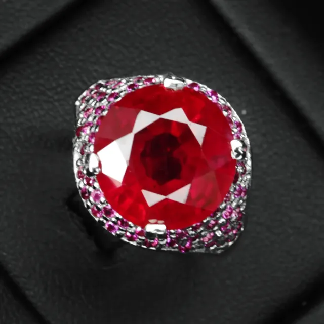 Precious Pigeon Blood Ruby 10.10Ct. 925 Sterling Silver  Handmade Rings Size 7.5