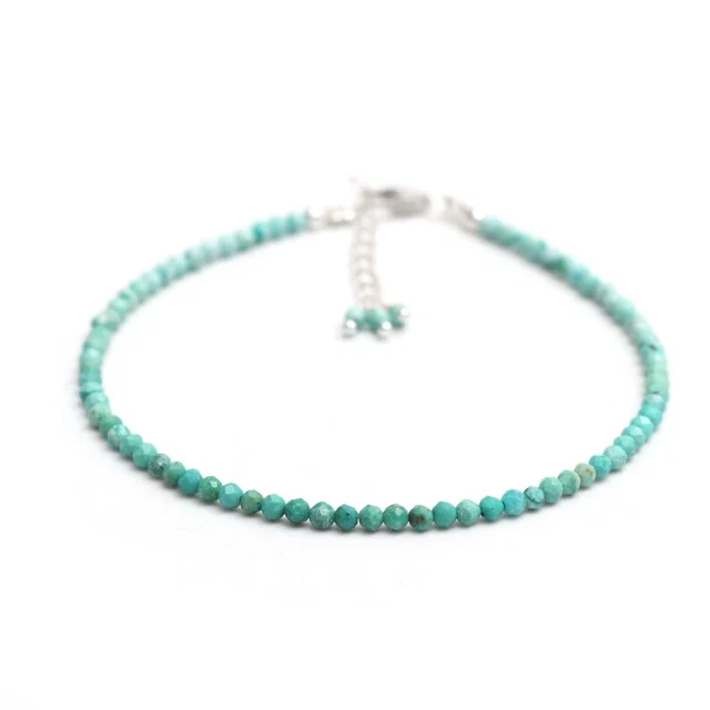 AAA Arizona Turquoise 3mm Rondelle Gemme Facettes Dainty Perles Bracelet 17.8cm