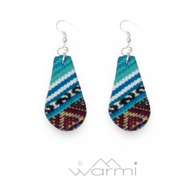 Aqua Sky Blue Geometric Drop Aguayo Earring  for Woman Handmade Native American