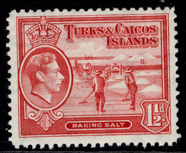 TURKS & CAICOS ISLANDS GVI SG197, 1½d scarlet, NH MINT.