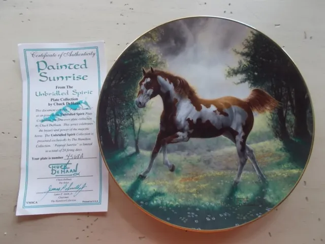 1993 Hamilton Unbridled Spirit Painted Sunrise Porcelain Horse Plate DeHaan